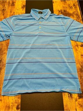 Nike Golf Dri-FIT Striped Polo Shirt Blue Men’s Large Performance